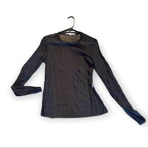 Sun Light Paris black sheer mesh long sleeved T-shirt size 2